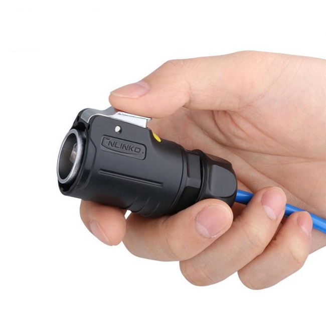 Cnlinko LP24 RJ45 IP66 Waterproof Dual-Port Circular Network Cable Socket Connector